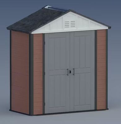 กลางแจ้ง WPC ไม้พลาสติกคอมโพสิตสวนเครื่องมือ Shed House Storage กันน้ำปรับแต่งได้