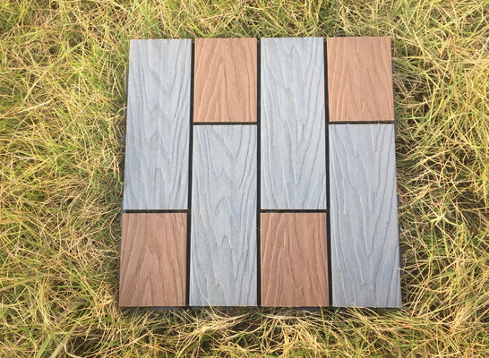 ขายส่งกระเบื้องดาดฟ้า WPC DIY 30 * 30 ซม. พื้นกลางแจ้งที่ทนทานสำหรับการใช้ที่อยู่อาศัย