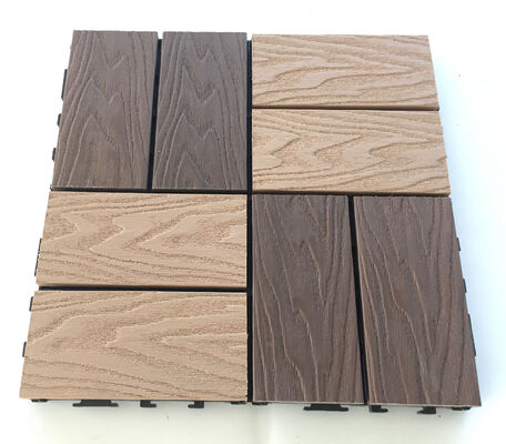 DIY กระเบื้องดาดฟ้า WPC 30*30 ซม. ลายไม้ธรรมชาติพื้นกลางแจ้งสำหรับลานบ้าน