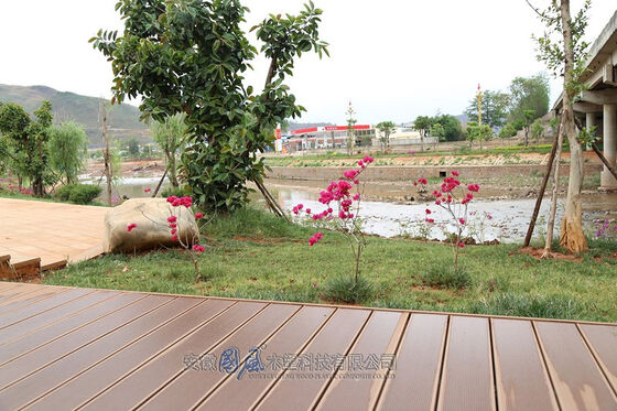 กลางแจ้งราคาถูก Co Extrusion พลาสติกไม้คอมโพสิต Decking พื้น WPC